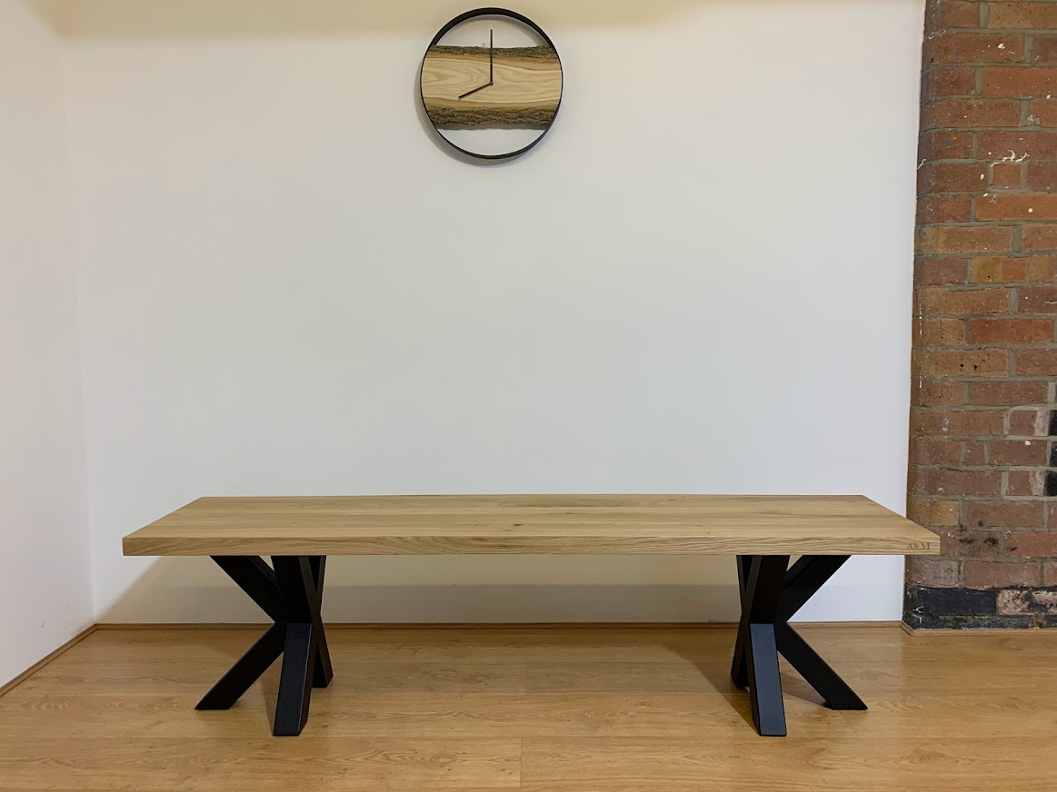 SPIDER CUSTOM MADE Oak Rectangular Dining Table With BENCH Lacquered - Image 4